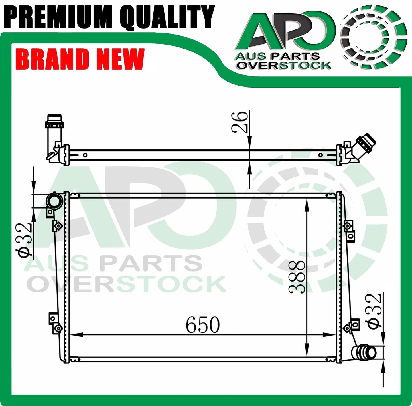 Radiator For AUDI A3 / S3 8P 1.9TDi 2.0TDi Turbo Diesel 5/2003-On