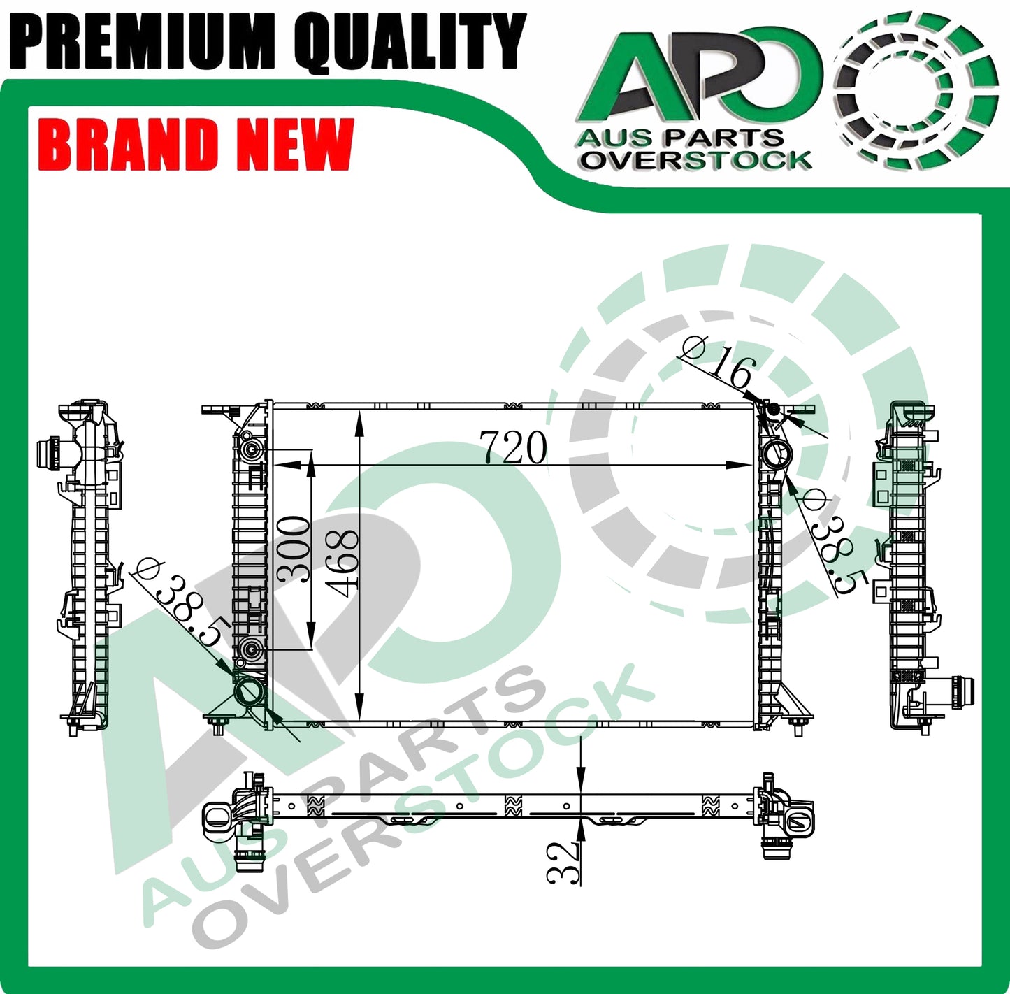 Radiator For AUDI RS5 8F7 8T3 4.2FSI Petrol Auto 3/2010-1/2017