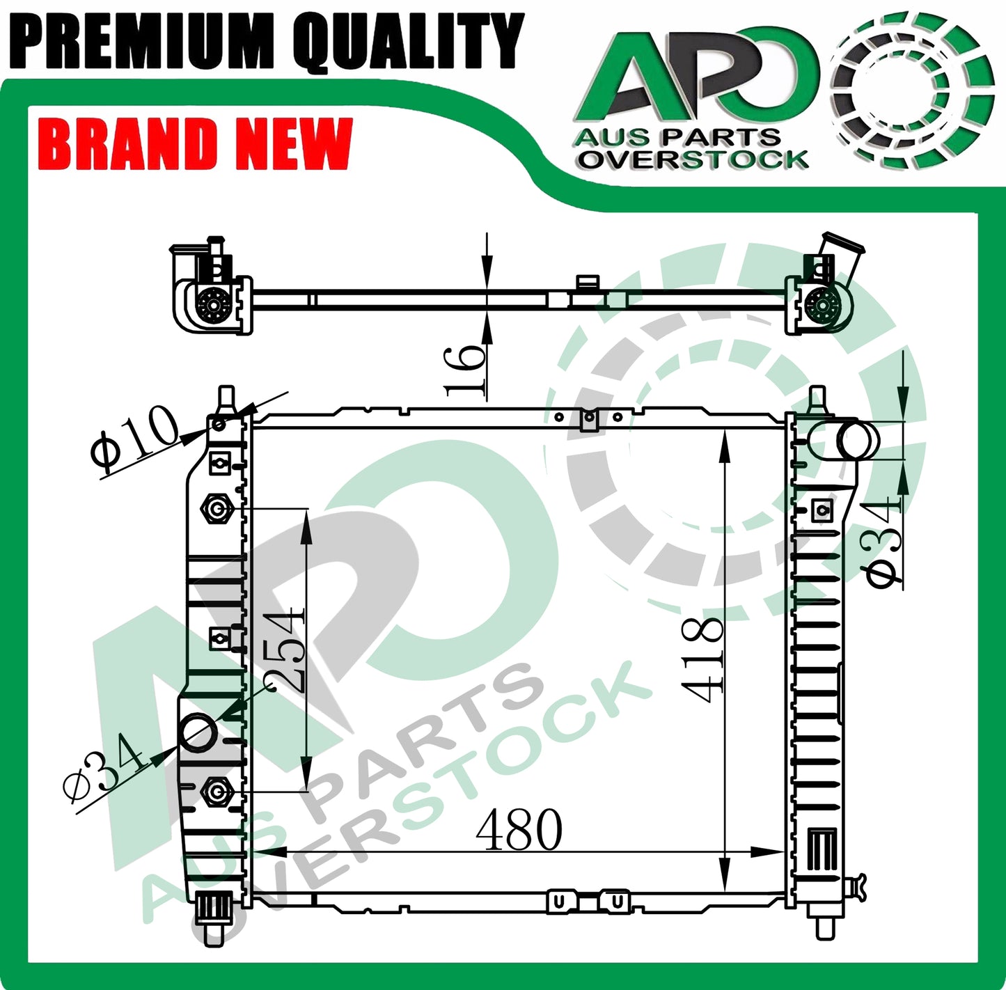Radiator For Daewoo Kalos 4/5 Dr 1/2003-2006 480mm Auto Manual