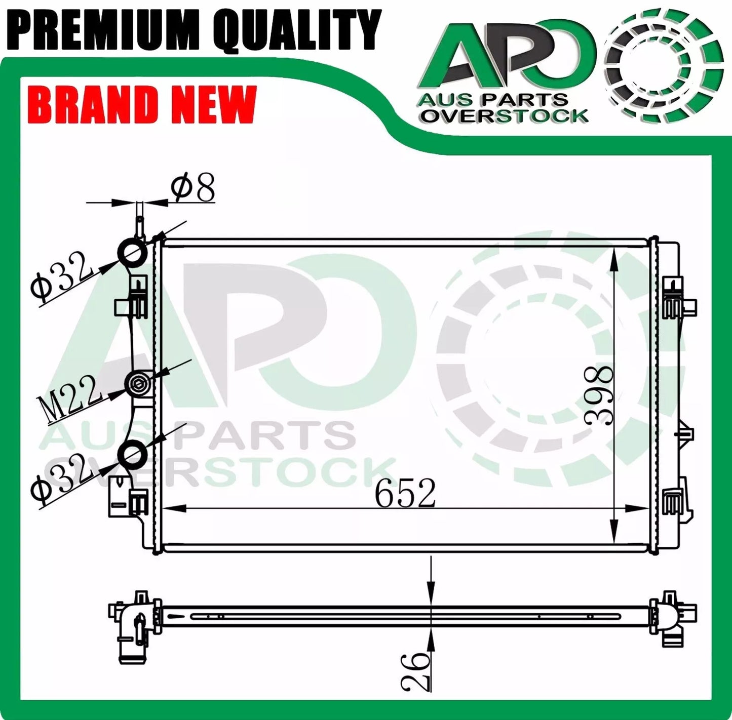 Radiator For AUDI A1 S1 8X 1.4TFSI 1.8TFSI 2.0TDi 2.0TFSI Auto Manual 2010-On