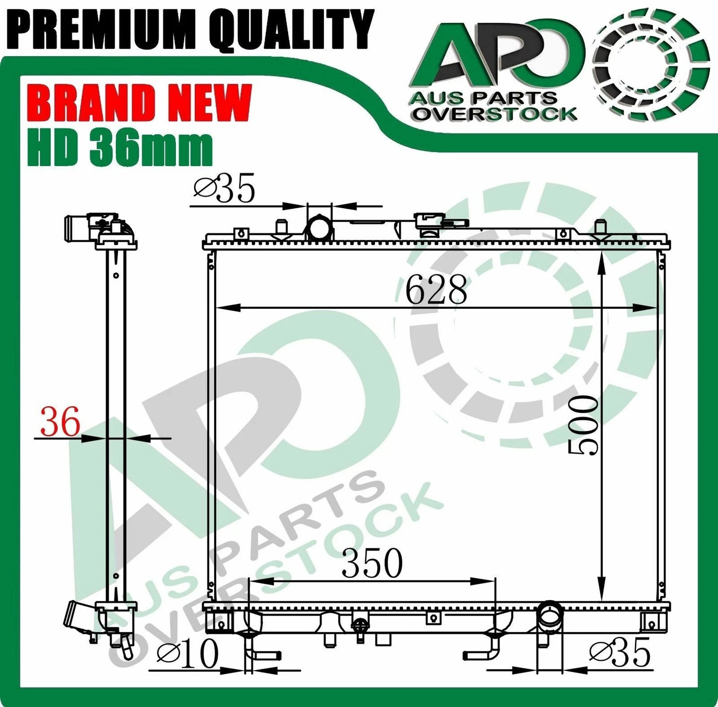 HD Radiator For Mitsubishi TRITON MK 2.8L Turbo Diesel 10/1996-6/2006 500mm Core Height